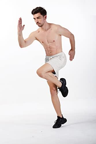 Arloesi mens 5,5 shorts de academia atlética shorts de suor de algodão com bolsos