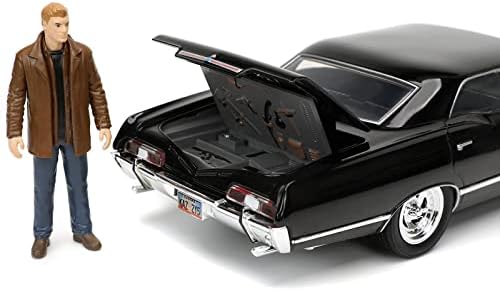 1967 Chevy Impala SS SP SPORT Sedan Black & Dean Winchester Diecast Figure Sobrenatural Série de TV 1/24 Modelo Diecast Car por Jada 32250, Unissex