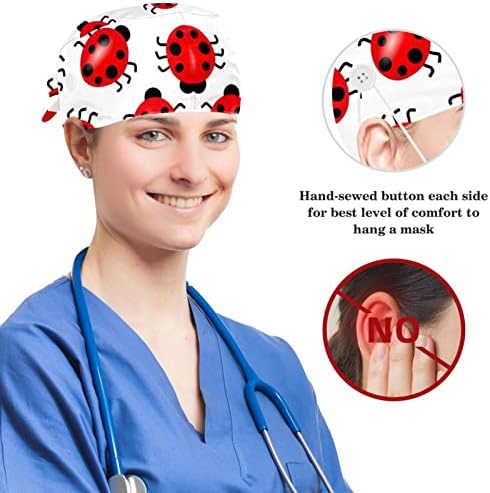 Capas de tampa médica Baice de trabalho ajustável com botões e sorvete macio de cabelo arco