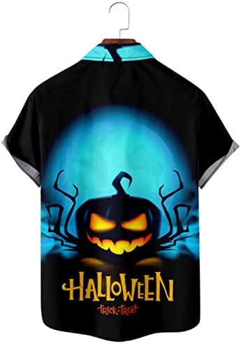Camisetas de Halloween T para homens Tee gráfico Tops curtos Sheeve Spread Spread Collar Camisetas musculares Athletic com