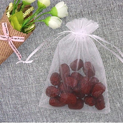 Sumdirect White Organza Bags com cordão -100pcs 5x7 polegadas bolsas de joalheria, sacos de presente para o casamento para a festa de Natal
