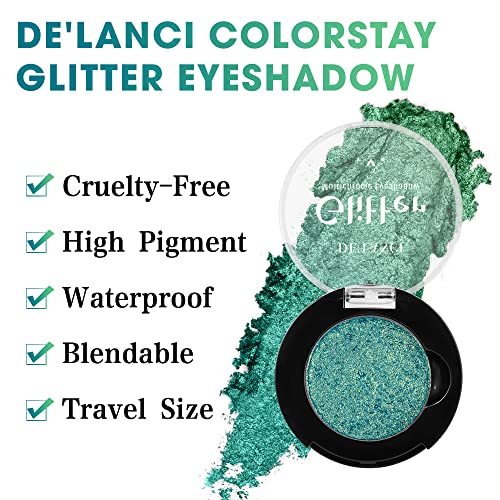 Paleta verde de maquiagem de sombra de sombra multicromática, brilho em pó holográfico metálico para mulheres/olhos maquiagem,