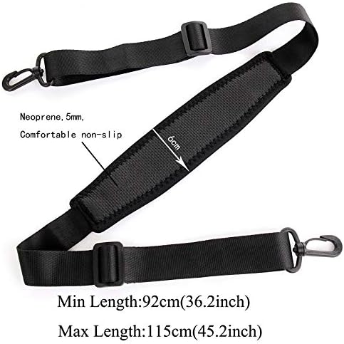 Alça de ombro de substituição XMBFZ, comprimento ajustável, cinta de bagagem/pulseira de laptop/tira da câmera, gancho rotativo, 2 peças/pacote, preto