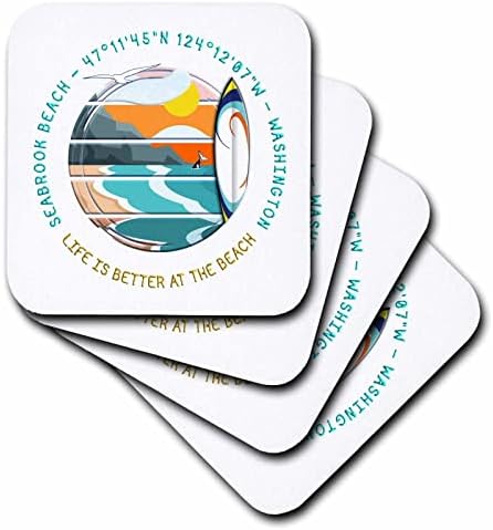 3drose American Beaches - Seabrook Beach, Seabrook, Washington Travel Gift - Coasters