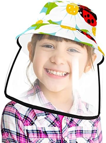 Chapéu de proteção adulto com escudo facial, chapéu de pescador Anti -Sun Cap, Primavera de Animal de Flores de Cartoon