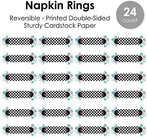 Big Dot of Happiness Sock Hop de 50 - Rock n Roll Roll Party Paper Holder - Rings de guardanapo - Conjunto de 24