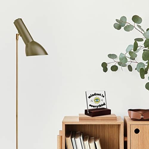 MSSYUEOS Mentset é tudo o que é claro placa de mesa com suporte de madeira inspiradora, inspirador de decoração de escritório