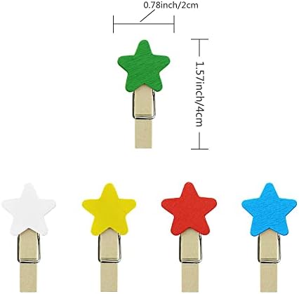 SaktopDeco mini prendedores de roupas de madeira pequenos formato de estrela de cor de madeira decorativa clipes de papel pinos