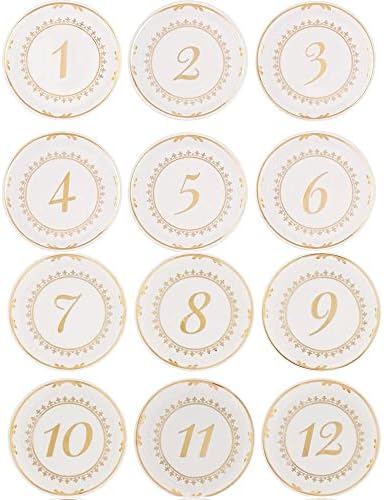 Kate Aspen Tea Time Vintage Plate Números de mesa Pacote para comemoração, casamento, chuveiro de noiva e festa do chá