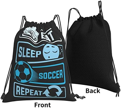 Skasueko Eat Sleep Soccer Repetir Repetir Unisex Prawtring Gym String Back Packpack Backpack à prova d'água Durável Durável Pacote