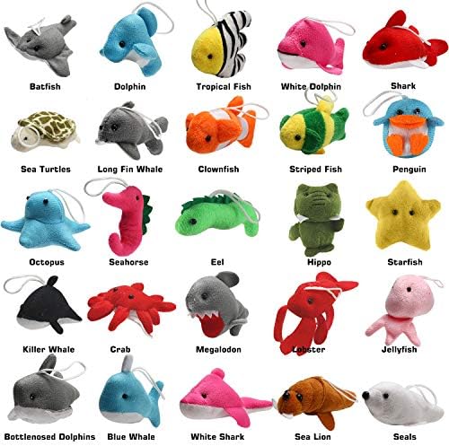 25 Pack mini brinquedos de pelúcia de animais oceanos, criaturas marinhas de brinquedo de pelúcia para a festa de festa infantil,