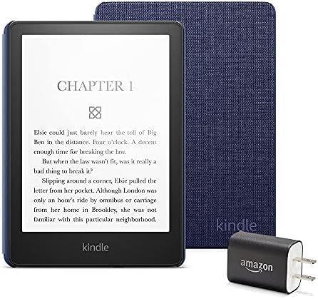 Pacote Essentials do Kindle Paperwhite, incluindo Kindle Paperwhite - Agave Green, Taber Cober - Denim e adaptador de energia