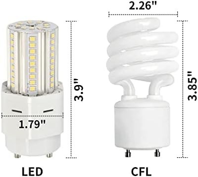 Tsexes 2 pacote de 10w lâmpada LED, base de lâmpada LED GU24, 1400 lúmens, 5000k Daylight 360 graus ângulo de feixe para