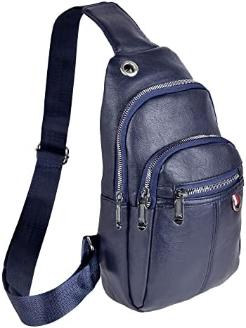 Westend Crossbody Pu Leather Sling Backpack com cinta ajustável