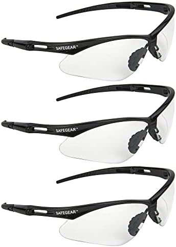 J. J. Keller & Associates, Inc. Safegear Clear Safety Glasses 3-PK. - Resistente a arranhões, quadro preto
