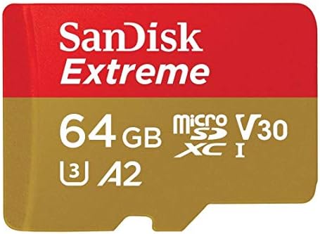 Sandisk Extreme A2 Card de Memória MicroSD de 64 GB para GoPro Hero 10 Back Black Action Cam Hero10 SDXC Pacote com tudo, exceto Stromboli Micro SD Card Reader