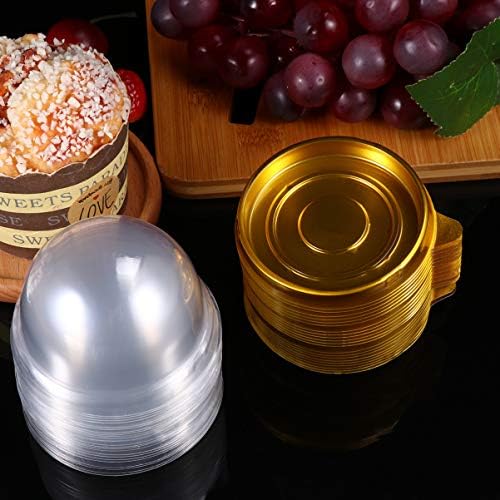 Caixas de cupcakes Operitacx 50pcs Mini-bolo de plástico transparente, caixa de cúpula transparente, caixa de embalagem