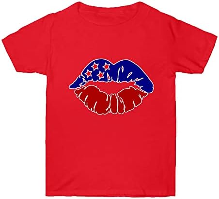 Camisas femininas com camisa do Dia da Independência Camisetas Graphic T para mulheres Top Crewneck Casual Womens Tops
