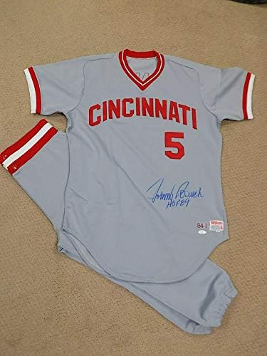 Johnny Bench assinou uniforme completo 1984 Cincinnati Reds Hof JSA - camisas MLB autografadas