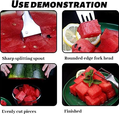 Uziah 2-em-1 Slicer de garfo aquático, 2023 Cuttador de slicer de melancia de 2023, faca de fruta de frutas de aço de cabeça