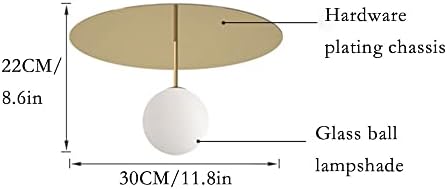 TPOFHS Moderno Aestalgia Flusiva Montar o teto Luz de ouro Combinado com luminária de abajur de vidro branco para o corredor da cozinha do quarto do corredor, 11,8in