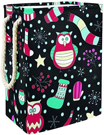 Indomer adorável design de natal no fundo preto 300d Oxford PVC Roupas impermeáveis ​​cestas de roupas grandes para