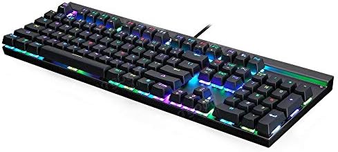 Teclado de teclado de jogos teerwere usb wird 104 key rgb iluminação de retroiluminamento de retroiluminamento de jogos mecânicos teclado azul/troca vermelha placa de alumínio