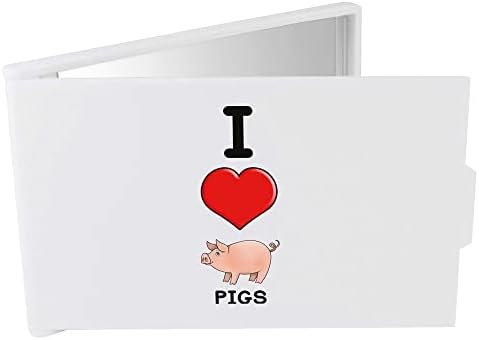 Azeeda 'I Love Pigs' Compact/Travel/Pocket Makeup Mirror