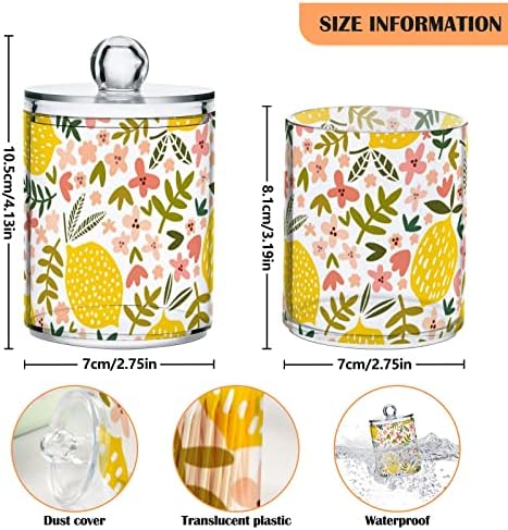 Flor Lemon Cotton Swab Suports Recipientes de banheiro Jars com tampas conjuntos de algodão Round Round Solder Jar para cotonete