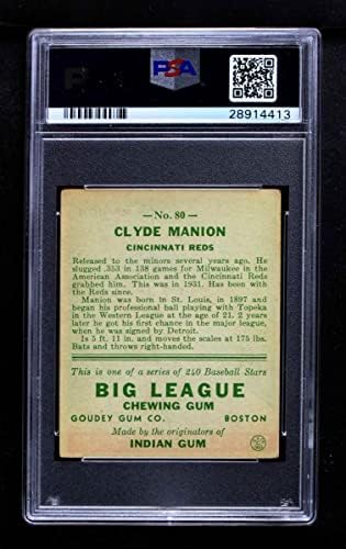 1933 Goudey 80 Clyde Manion Cincinnati Reds PSA PSA 3.50 Reds