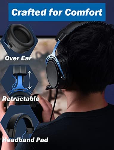 Fone de ouvido para jogos com microfone para PC, 7,1 som surround, fones de ouvido estéreo de motorista de 50 mm, microfone
