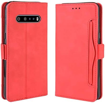 Caixa de telefone da carteira para LG V60 G9 Thinq com tampa de protetor de tela de vidro temperado e acessórios de células Slot Stand Stand Flip Protetive LGV60THINQ V 60 FINO Q V60THINQ 60V 5G Casos de couro vermelho