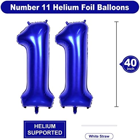 Enorme balão azul marinho número 11,40 polegadas azul 11st Mylar Foil Helium Birthday Decoration Ballons ， Blue 11