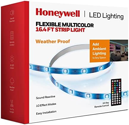Honeywell 16,4 pés à prova de intempéries RGB LED RGB Light para uso interno e externo, com controle remoto, luzes diminuídas, 4 modos