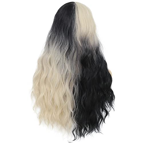 Perucas frontais de renda preta de ombre branco para mulheres longas ondas cacheadas de cabelo sintético resistente