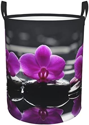 Orquídea de borboleta roxa impressão de lavanderia grande cesta de lavanderia com maça