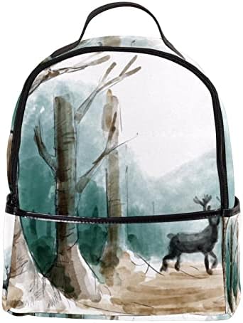 Mochila de viagem VBFOFBV, mochila laptop para homens, mochila de moda, aquarela pintando alces da floresta