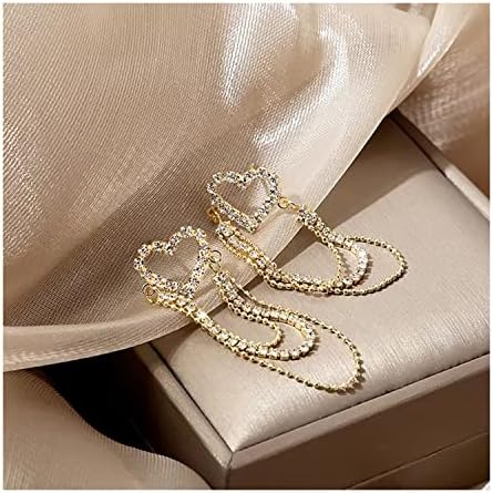 Brincos de borla de ouro para mulheres Boretas de borboleta Brincos de choque de cristal Brincos de coração Brincos de coração no casamento para festas para mulheres presentes de jóias.