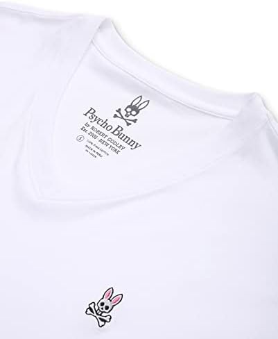 Psycho Bunny Men's Fit Manga curta V-shirt de pescoço de pescoço