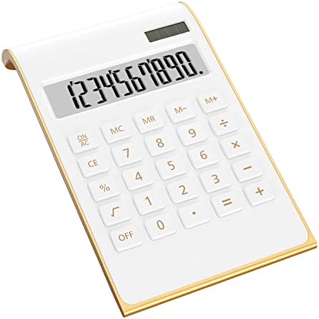 Calculadoras, calculadora de desktop com grande tela LCD, calculadora de escritório básico de energia solar de 10 dígitos, suprimentos e acessórios de mesa do Gold Office