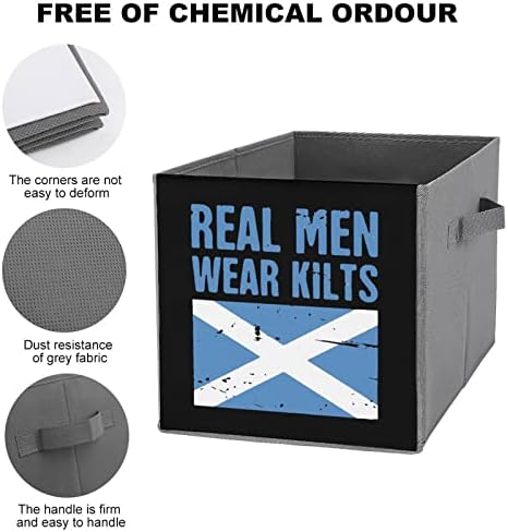 Bandeira escocesa homens reais usam kilts de armazenamento colapsável cubos organizador de tecidos de tecido de tecido inserta gavetas de cubo 11 polegadas