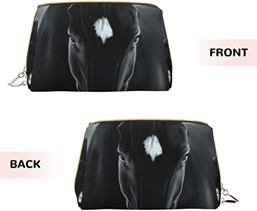 Ognot Back Black Horsetile Saco de viagens Organizador para homens e mulheres, bolsa de maquiagem de couro leve Big Cosmetic Bag