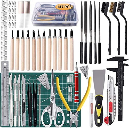 Kit de ferramentas de impressora 3D 147 PCs, conjunto de facas exacto, faca artesanal, faca de arte, inclui ferramenta