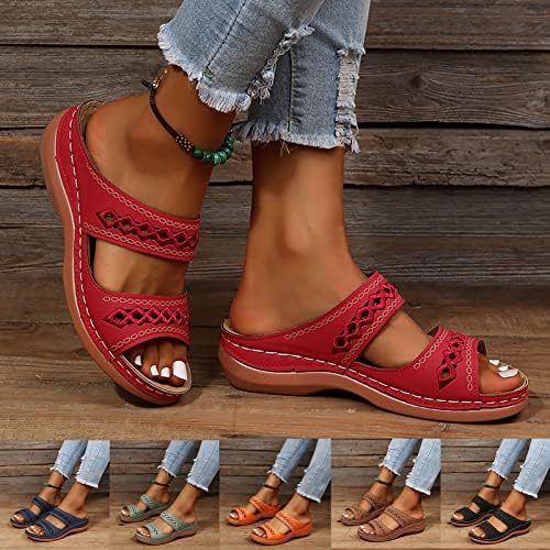 Sandálias yhiwu para mulheres de verão de verão slip nas cunhas sandálias de fundo macio e respirável sandálias de slides confortáveis