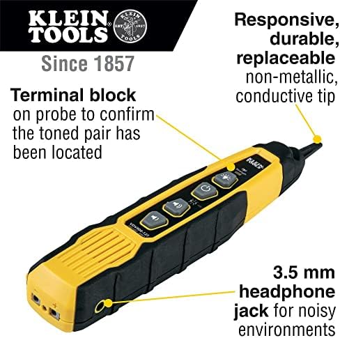 Klein Tools VDV500-123 Proble de rastreamento de traçador de cabo de cabo com uma ponta condutora não metálica e uma luz para