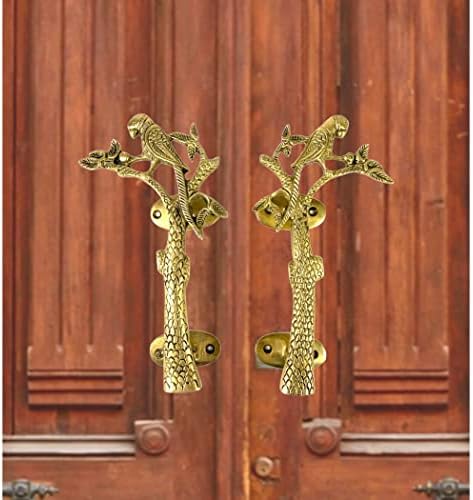 Papagaio de Lovenspire na maçaneta da porta da árvore, maçanetas de portas de latão, alças de latão de 8 polegadas, alças