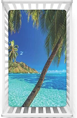 Mini folhas de berço com temas oceânicos, mini -berço portáteis Material Ultra Soft - ótimo para meninos ou garotas ou berçário, 24 x38, azul turquesa