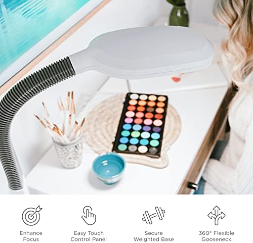 Verilux Smartlight Full Spectrum Led moderno lâmpada de piso com brilho ajustável, berço flexível e controles fáceis - reduz