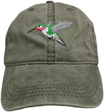 Eco desgaste a vida selvagem bordada de cauda larga Hummingbird Khaki Baseball Cap