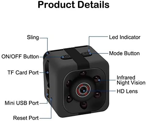 Câmera de segurança ao ar livre, Segurança em casa Mini Câmera de câmera Small Camera 1080p com detecção de movimento Visão noturna